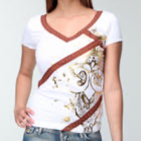 NEW DEREON Y2K Open Back metal Mesh Detailed  Shirt Top sz L - Picture 1 of 17